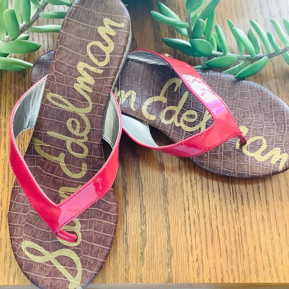 Sam Edelman Tanya Cherry Red Sandal Cork wedge 9.5 - Picture 3 of 7